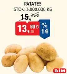 PATATES KG fiyat ve kampanya bilgisi